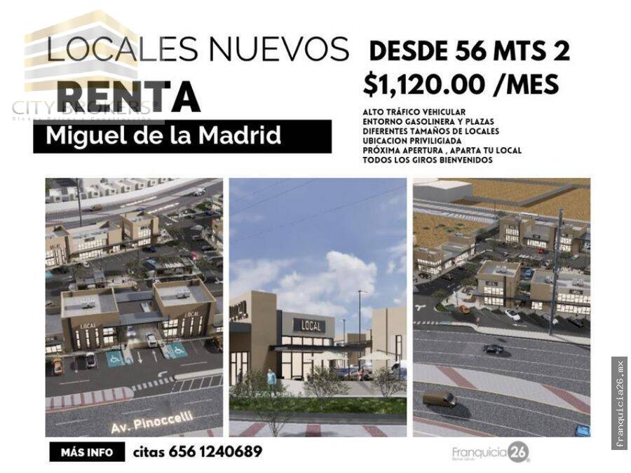 SE RENTAN LOCALES COMERCIALES EN CIUDAD JUAREZ, VARIAS UBICACIONES